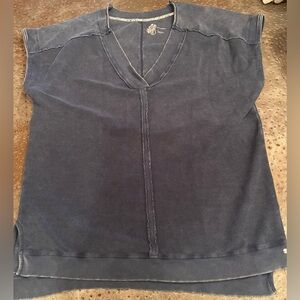 Anthropologie PILCRO Ribbed Mini Dress/Tunic. Distressed Indigo. Sleeveless. XL.